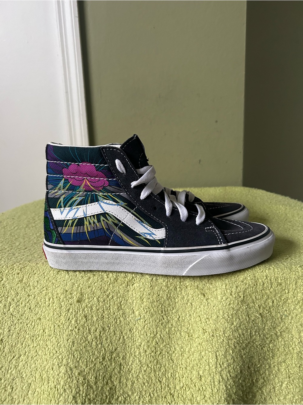 New Vans Women’s Navy Blue  green with purple Slip-On Sneakers